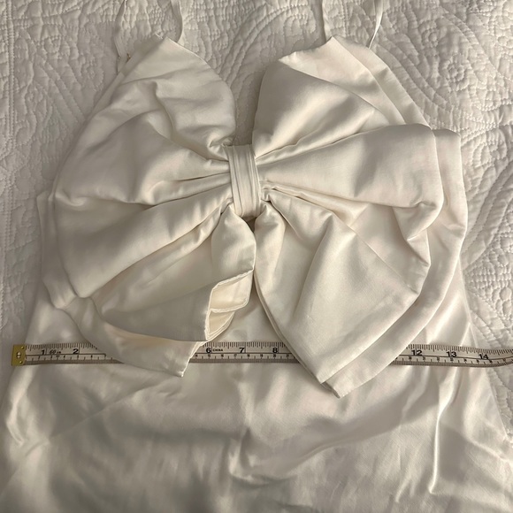 DISH AISLE WHITE FRONT BOW MIDI DRESS - 4 - Picture 13 of 14